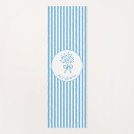 Tapete De Yoga Monograma Préppy de Listra Azul e Branco Caprichos