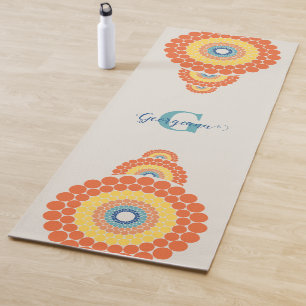 Tapete De Yoga Monograma Radiante Egeu Verão Mandala Ornamental
