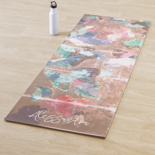 Tapete De Yoga Monograma retro-vintage abstrato pastel