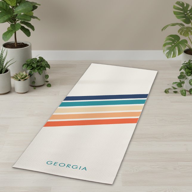 Tapete De Yoga Monograma Simples Retro  (Criador carregado)