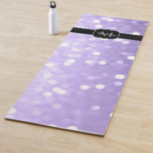 Tapete De Yoga Monograma sparkly roxo ultravioleta do bokeh