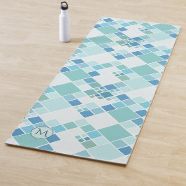 Tapete De Yoga Monograma Turquoise Padrão Teal Yoga Mat