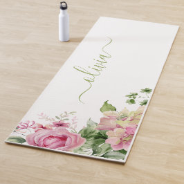 Tapete De Yoga Monograma verde-claro e rosa