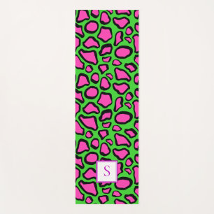 Tapete De Yoga Monograma Verde Roxo Neon Sapo Personalizado