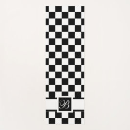 Tapete De Yoga Monograma Verificado Em Matéria De Ioga Preta E Br