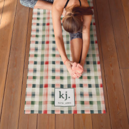 Tapete De Yoga Monograma Xadrez Evergreen Suave