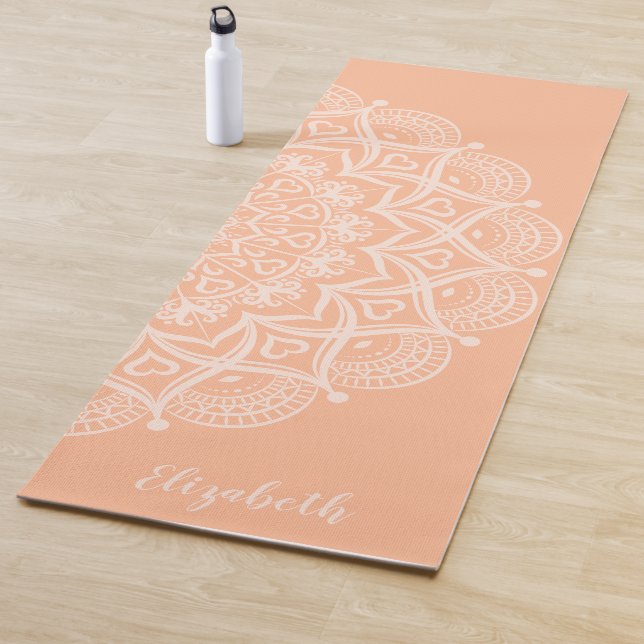 Tapete De Yoga Monogramas Boho Mandala Peach Orange (In Situ)