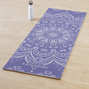 Tapete De Yoga Monogramas Boho Mandala Purple Elegante