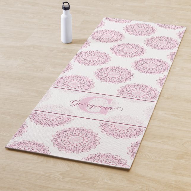 Tapete De Yoga Monogramas, cor-de-rosa, Bolinhas de rendas Confet (In Situ)