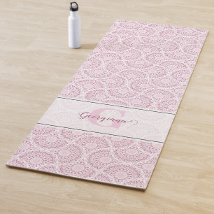 Tapete De Yoga Monogramas de Arte Rosa Deco Confetti Lace Mandala