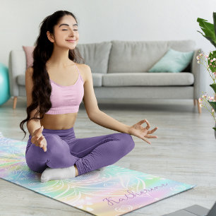 Tapete De Yoga Monogramas Pastel Holographic Mandala