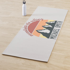 Tapete De Yoga Montanhas de pastel de safra chamam cinza de monog