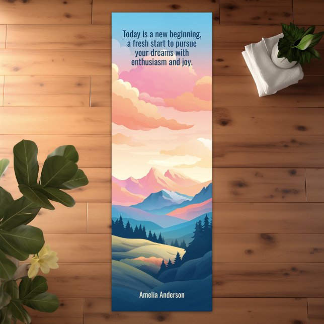 Tapete De Yoga Montanhas Paisagem Turca Pink Sunrise (Mountains Landscape Peacfeul Pink Sunrise Yoga Mat)