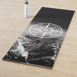 Tapete De Yoga Montes dramáticos do emblema da estrela da Compass