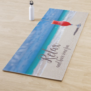 Tapete De Yoga Morango congelado Daiquiri no Blue Sky Sandy Beach