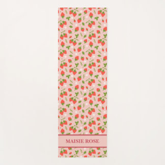 Tapete De Yoga Morango Cor-de-Rosa Floral, Padrão Personalizado C