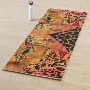 Tapete De Yoga Mulher africana e Girafa Yoga Mat