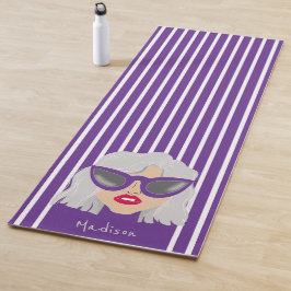 Tapete De Yoga Mulher legal com Cinza com nome personalizado de ó