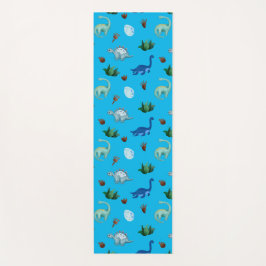 Tapete De Yoga Múltiplas espécies de dinossauros no fundo da turq