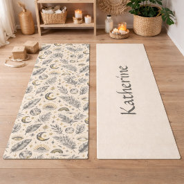 Tapete De Yoga Mystical Celestial Moon Stars Pattern Custom Name