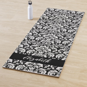 Tapete De Yoga Na moda Black White Damasco