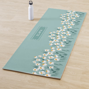 Tapete De Yoga Na moda elegante cinzenta azul-margarida-moderna