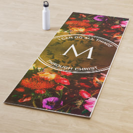 Tapete De Yoga Na moda Monograma Buquê Floral RED