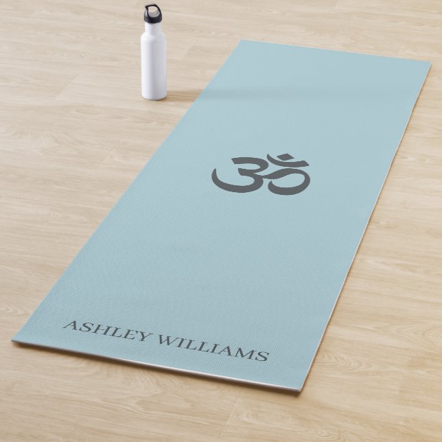 Tapete De Yoga Na moda Monograma Símbolo Om Brilho Azul (In Situ)