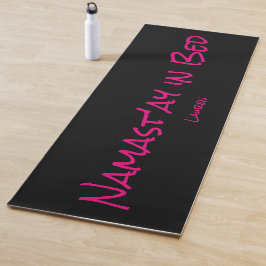 Tapete De Yoga Namast in Bed Black Pink Custom Name Yoga Mat