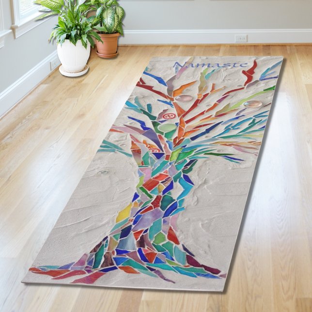 Tapete De Yoga Namaste Cores Arco-íris Mosaico Árvore (Criador carregado)