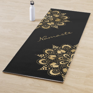 Tapete De Yoga Namaste do script Mandala Dourado