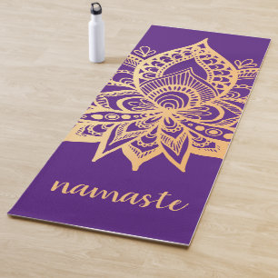Tapete De Yoga Namaste Dourado Purple Lotus Flower Mandala