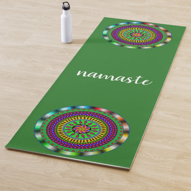 Tapete De Yoga Namaste Green Mandala Flower (In Situ)