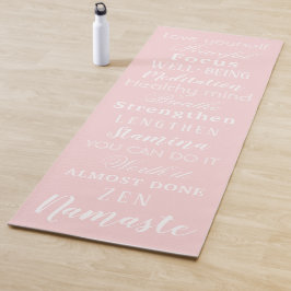 Tapete de Yoga Namaste Inspirador Branco e Rosa