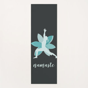 Tapete De Yoga Namaste. Logotipo da flor de Lotus azul da pose do