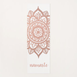 Tapete De Yoga Namaste Novo Rosa Dourado Mandala Branco