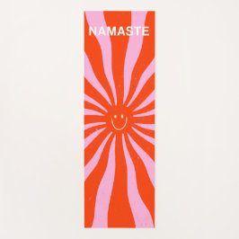 Tapete De Yoga Namaste Retro Sol Abstrato cor de laranja 