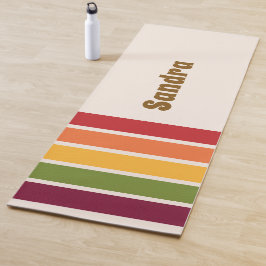 Tapete De Yoga Name, 70s Retro Colors Stripe Panels