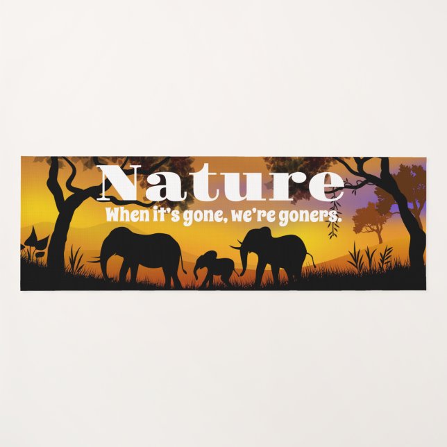 Tapete De Yoga Natureza e elefantes preciosos (Frente (Horizontal))