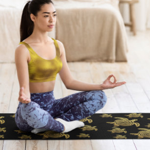 Tapete De Yoga Náutica Dourada Turtle Tropical Havaí