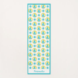 Tapete De Yoga Náutica: Teal Amarelo Zen Yoga Namaste