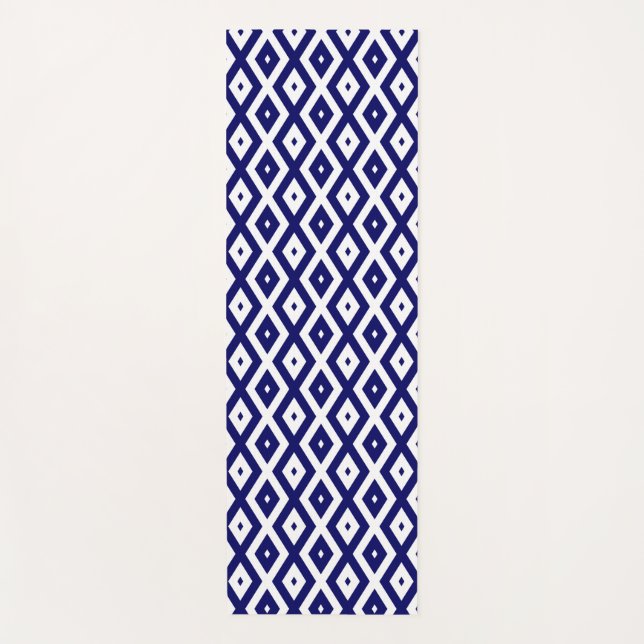 Tapete De Yoga Navy blue and white diamond pattern (Frente)