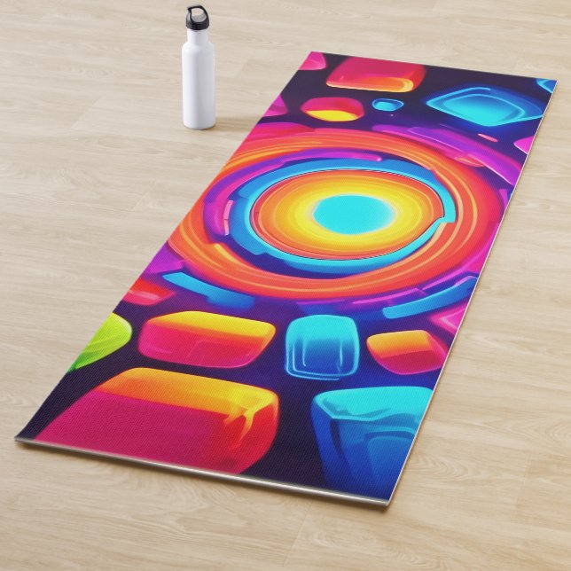 Tapete De Yoga Neon Cube Vortex Art (In Situ)