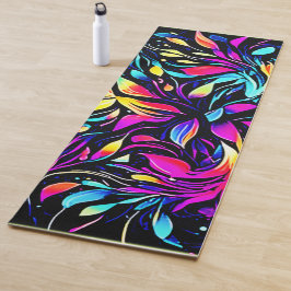 Tapete De Yoga Neon Floral Burst Art