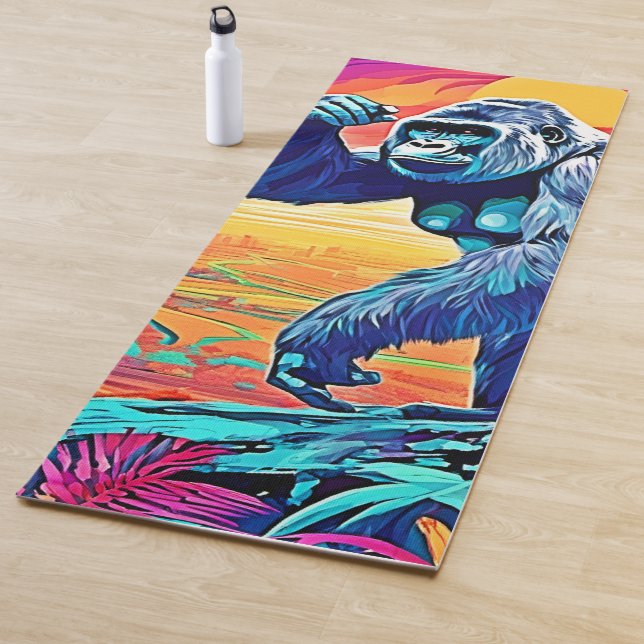 Tapete De Yoga Neon Jungle Gorilla Urban Fantasy (In Situ)
