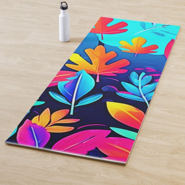 Tapete De Yoga Neon Leaf Paradise Art (In Situ)