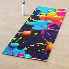 Tapete De Yoga Neon Paint Splatter Abstrato Art