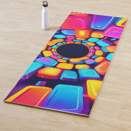 Tapete De Yoga Neon Shapes Abstrato Tunnel Art
