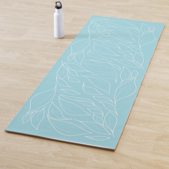 Tapete De Yoga Nestling Folhas em Aqua Yoga Mat (In Situ)