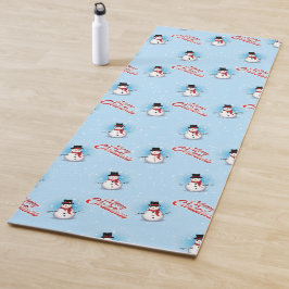 Tapete De Yoga Neve tradicional com Feliz Natal em AZUL